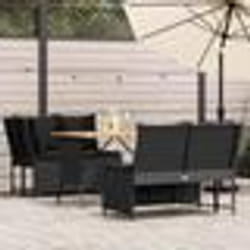 vidaXL Salon de jardin 3 pcs avec coussins noir résine tressée