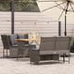 vidaXL Salon de jardin avec coussins 3 pcs gris résine tressée