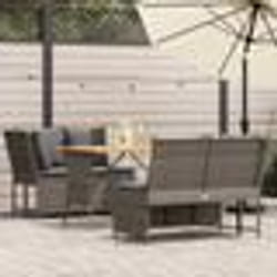 vidaXL Salon de jardin avec coussins 3 pcs gris résine tressée