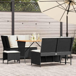 vidaXL Salon de jardin 5 pcs avec coussins noir résine tressée