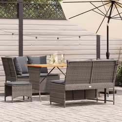 vidaXL Salon de jardin 5 pcs avec coussins gris résine tressée