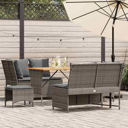 vidaXL Salon de jardin 5 pcs avec coussins gris résine tressée