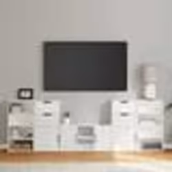 vidaXL Meubles TV 5 pcs avec rangement ODDA blanc bois de pin massif meuble TV banc TV meuble hifi support TV buffet 3365369