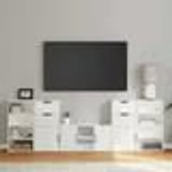 vidaXL Meubles TV 5 pcs avec rangement ODDA blanc bois de pin massif meuble TV banc TV meuble hifi support TV buffet 3365369