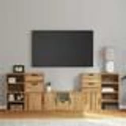 vidaXL Meubles TV 5 pcs avec rangement ODDA bois de pin massif meuble TV banc TV meuble hifi support TV buffet TV 3365376