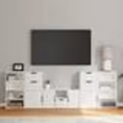 vidaXL Meubles TV 5 pcs avec rangement ODDA blanc bois de pin massif meuble TV banc TV meuble hifi support TV buffet 3365377
