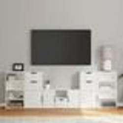 vidaXL Meubles TV 5 pcs avec rangement ODDA blanc bois de pin massif meuble TV banc TV meuble hifi support TV buffet 3365377