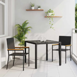 vidaXL Ensemble de salle à manger pour jardin 3 pcs Noir