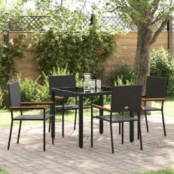 vidaXL Ensemble de salle à manger pour jardin 5 pcs Noir