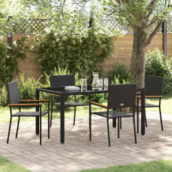 vidaXL Ensemble de salle à manger pour jardin 5 pcs Noir
