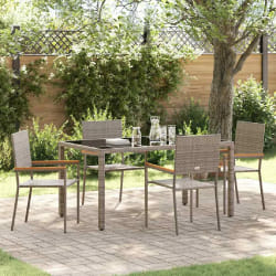 Ensemble de salle à manger de jardin 5 pièces gris poly rattan