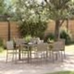 Ensemble de salle à manger de jardin vidaXL 7 pièces Gris Poly Rotin