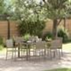 Ensemble de salle à manger de jardin vidaXL 7 pièces Gris Poly Rotin