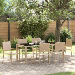 vidaXL Ensemble de salle à manger pour jardin 7 pcs Beige et Noir