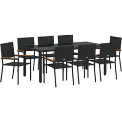 Ensemble salle à manger jardin 9 pièces vidaXL Noir Poly Rotin