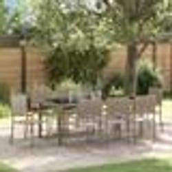 Ensemble de salle à manger de jardin 9 pièces vidaXL gris poly rattan