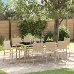 vidaXL Ensemble de salle à manger pour jardin 9 pcs Beige