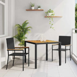 vidaXL Ensemble de salle à manger pour jardin 3 pcs Noir et Marron