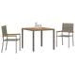 vidaXL Ensemble de Salle à Manger de Jardin 3 Pièces en Rattan Poly Gris