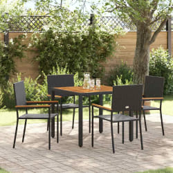 vidaXL Ensemble de salle à manger pour jardin 5 pcs Noir et Marron