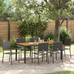vidaXL Ensemble de salle à manger pour jardin 7 pcs Noir