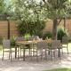 Ensemble de Salle à Manger de Jardin vidaXL 7 Pièces Gris Poly Rattan