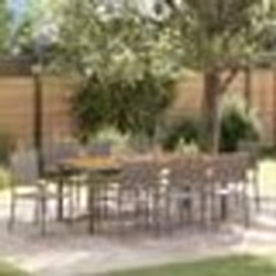 Ensemble de Salle à Manger de Jardin vidaXL 9 Pièces Gris Rattan Poly