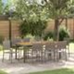 Ensemble de Salle à Manger de Jardin vidaXL 9 Pièces Gris Rattan Poly