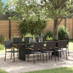 Vidaxl Ensemble De Salle À Manger Pour Jardin 9 Pcs Noir Poly Rotin