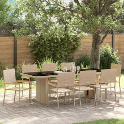 vidaXL Ensemble de salle à manger pour jardin 9 pcs Beige Poly rotin