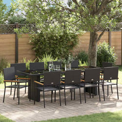 Vidaxl Ensemble De Salle À Manger Pour Jardin 11 Pcs Noir Poly Rotin