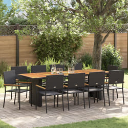 Vidaxl - Ensemble de salle à manger de jardin 11 pièces en poly rotin noir