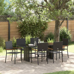 vidaXL Ensemble de salle à manger pour jardin 7 pcs Noir