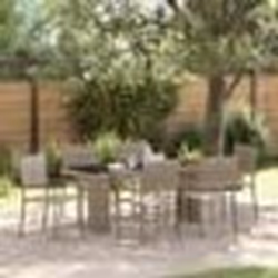 Ensemble salle à manger jardin vidaXL 7 pièces gris poly rattan