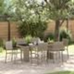 Ensemble salle à manger jardin vidaXL 7 pièces gris poly rattan