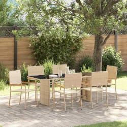 vidaXL Ensemble de salle à manger pour jardin 7 pcs Beige
