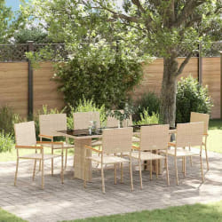 vidaXL Ensemble de salle à manger pour jardin 9 pcs Beige