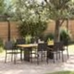Ensemble de repas de jardin vidaXL 7 pièces en poly rattan noir
