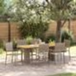 Ensemble de salle à manger de jardin vidaXL 7 pièces gris poly rattan
