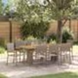 Set de salle à manger de jardin vidaXL 9 pièces gris poly rattan