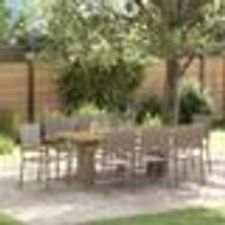 Set de salle à manger de jardin vidaXL 9 pièces gris poly rattan