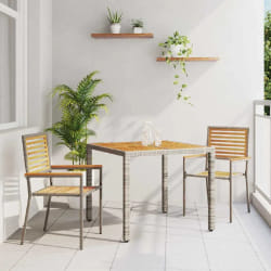 vidaXL Ensemble de salle à manger pour jardin 3 pcs Gris