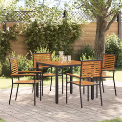 Cet ensemble de salle à manger de jardin a un design sympa qui combine une ambiance moderne avec un cadre robuste en acier no ...