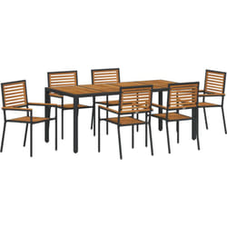 Vidaxl - Ensemble de Salle à Manger de Jardin 7 Pièces en Poly Rattan Noir Acacia