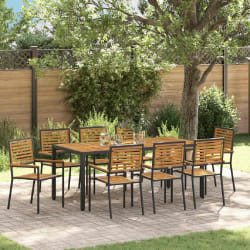 vidaXL Ensemble de salle à manger pour jardin 9 pcs Noir