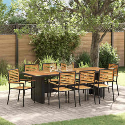vidaXL Ensemble de salle à manger pour jardin 9 pcs Noir