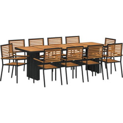 Vidaxl - Ensemble de salle à manger de jardin 11 pièces Noir Poly Rattan Acacia