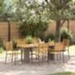 Ensemble de Repas de Jardin vidaXL 7 pièces Gris Poly Rotin Acacia