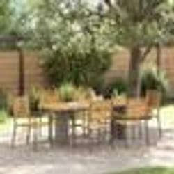 Ensemble de Repas de Jardin vidaXL 7 pièces Gris Poly Rotin Acacia
