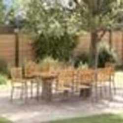 vidaXL Ensemble de repas de jardin 9 pièces Grey Poly Rattan Acacia